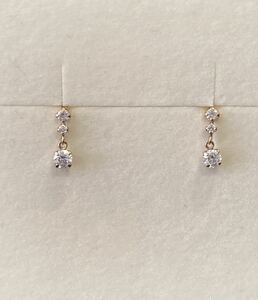  new goods regular goods 4*Cyondosi- earrings diamond 3 bead k10 Gold case paper bag ribbon box pink gold present diamond 
