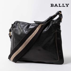 【美品】一スタ BALLY バリー レザーショルダーバッグ ショルダーバッグ 斜め掛けショルダー トレスポライン ブラック メンズ レディース