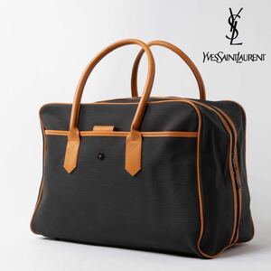 一スタ YVES SAINT LAURENT イヴサンローラン ボストンバッグ ハンドバッグ ブラック レザー PVC 