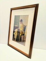 額装　油彩　キャンバス　小磯良平　裁縫する女　複製画　壁掛け　インテリア　アート　美術　絵画　女性画　木製額縁サイズ　58cm×45cm_画像2