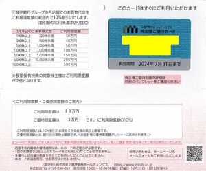 B.三越伊勢丹10%割引カード (利用限度額30万円) 女性名義 1個 2024/7/31期限 即決あり　株主優待カード