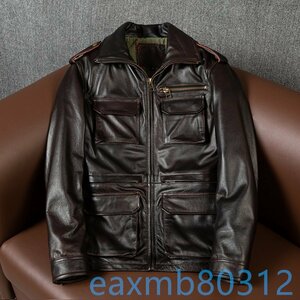 Райдерс куртка M6 кожаная куртка ковбайда бизнес -винтаж подлинный кожаный джинсовый корт осень / зима мужская мода m -5xl brown