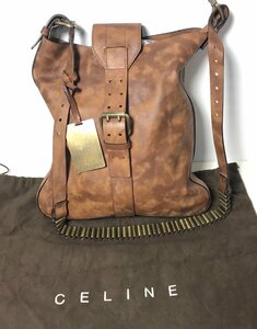 CELINE セリーヌ ガンベルト ショルダーバッグ レザー ブラウン レディース バッグ 鞄 かばん 保存袋