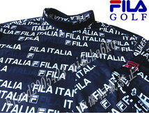 ■新品【FILA GOLF】フィラゴルフ COOL TOUCH接触冷感 全体飛びロゴ モックネック半袖シャツ■NV/LL_画像2