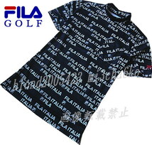 ■新品【FILA GOLF】フィラゴルフ COOL TOUCH接触冷感 全体飛びロゴ モックネック半袖シャツ■NV/LL_画像1