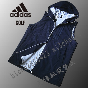 ■新品【adidas GOLF】アディダスゴルフ 防風 撥水機能 裏起毛保温 フルジップベスト■NV/L 