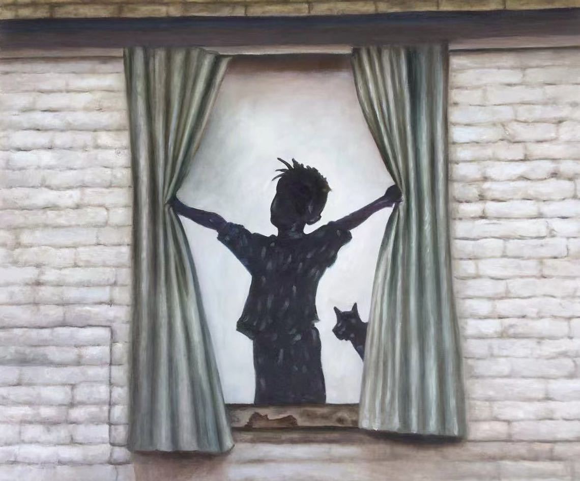 ◆현대 미술◆필기☆유화☆F20호 Morning is Broken Banksy/copy☆, 그림, 오일 페인팅, 다른 사람