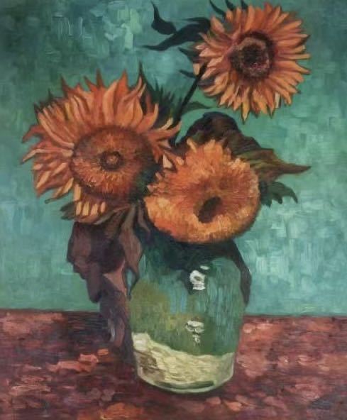 ◆Arte Moderno◆Pintura☆Pintura al óleo☆No.F20 ``Tres Girasoles'' Van Gogh/Copia☆., cuadro, pintura al óleo, otros