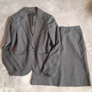 LES MUES*re Mu gray ground weave pattern tailored suit M/S