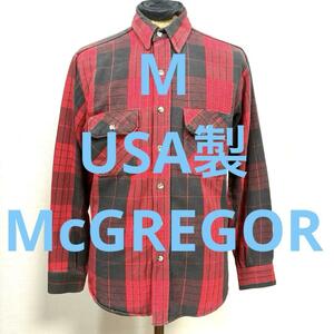 雰囲気 フェード M 赤 黒 USA製 80s 90s McGREGOR シャツ マクレガー チェック オールド ビンテージ アメリカ アメカジ US 古着