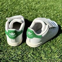 キッズ 13.5cm 良品 adidas アディダス スタンスミス スニーカー ベルクロ マジックテープ V3 子供 子ども KIDS 靴 白 緑 135mm_画像3