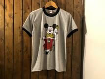 新品●ミッキーマウス & ミニーマウス　両面プリント　ビンテージスタイル　霜降り　リンガーTシャツ●アニメーション/ベスパ/GRY_画像1