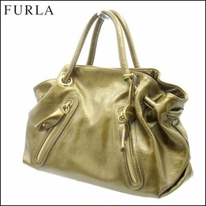TS FURLA/ Furla leather handbag gold group storage bag attaching 