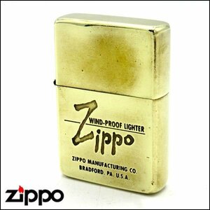 TS ZIPPO/ジッポー オイルライター WIND-PROOF LIGHTER 真鍮製 エッチング彫り込み 着火確認済 1991年製