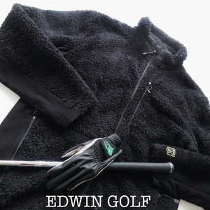 【EDWIN GOLF エドウィン ゴルフ】シャギーフリース フルジップ ジャケット 黒 XLサイズ!!