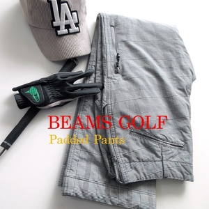 【BEAMS GOLF ビームスゴルフ】中綿 キルティング パンツ Mサイズ!! （防寒 スラックス グレー グレンチェック）