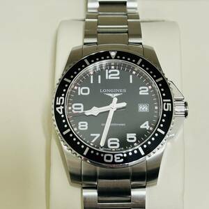 【SPM-2950】LONGINES ハイドロコンクエスト デイト 黒ベゼル L3.689.4.53.6 QZ 稼働品 状態写真参照 ロンジン ブランド 腕時計