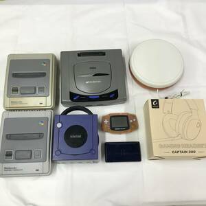 gw705 送料無料！ジャンク品 ゲーム機本体 周辺機器 まとめ SFC×2 GC×1 GBA×1 DSLite×1 セガサターン×1 ヘッドセット タタコン 等