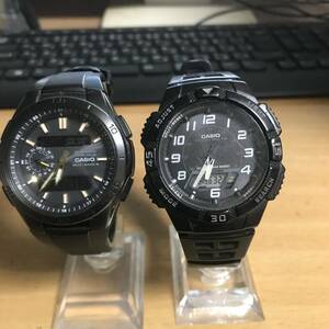 CASIO カシオ wave ceptor ウェーブセプター WVA-M650 302A141I 電波ソーラー 風防キズ有り 腕時計とAQ-S800W