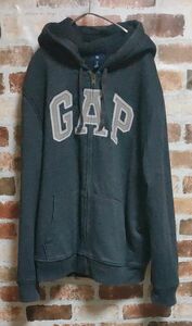 GAP ギャップ ボアパーカー チャコールグレー デカロゴ サイズＬ