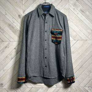 【美品】Pendleton｜ペンドルトン，ウールシャツ，長袖シャツ，ウール100%，USA生地，ネイティブ柄