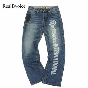 RealBvoice リアルビーボイス 通年 ロゴプリント★ USED加工 ストレート デニム パンツ ジーンズ Sz.32　メンズ　C4B00045_1#R