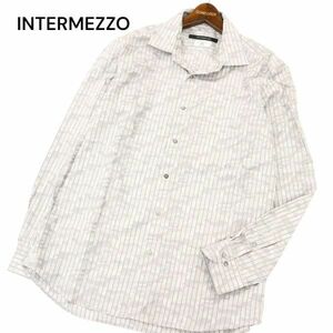 INTERMEZZO インターメッツォ レナウン 通年 日本製生地★ 長袖 カモフラ ストライプ シャツ Sz.LL　メンズ 灰 大きい　C4T00071_1#C