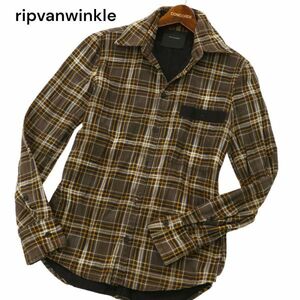 ripvanwinkle Rip Van Winkle через год тонкий * длинный рукав проверка рубашка Sz.4 мужской чай цвет сделано в Японии C4T00070_1#C