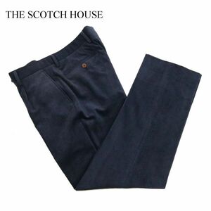 THE SCOTCH HOUSE スコッチハウス 秋冬 フェイク スウェード★ スラックス パンツ Sz.76　メンズ ネイビー　C4B00157_1#Q