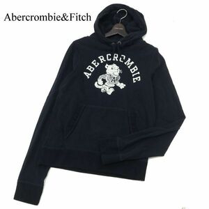 Abercrombie&Fitch アバクロンビー＆フィッチ プリント★ スウェット フーディー プルオーバー パーカー Sz.L　メンズ 紺　C4T00163_1#I