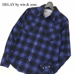 DELAY by win & sons ウィンアンドサンズ 秋冬 長袖 ウエスタン★ チェック ネル シャツ Sz.3　メンズ ネイビー 日本製　C4T00269_1#B