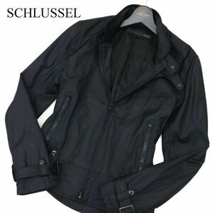 SCHLUSSEL シュリセル 通年 フェイク レザー★ シングル ライダース ジャケット ブルゾン Sz.2　メンズ 黒　C4T00261_1#O