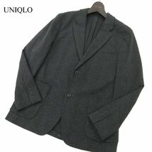 美品★ UNIQLO ユニクロ 秋冬 2B グレンチェック★ コンフォート アンコン テーラード ジャケット Sz.M　メンズ グレー　C4T00245_1#N_画像1