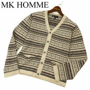 MK HOMME Michel Klein Homme autumn winter Jaguar do pattern * knitted cardigan Sz.48 men's beige C4T00198_1#K