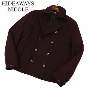 HIDEAWAYS NICOLE ハイダウェイ ニコル 秋冬 メルトン ウール★ 中綿 Pコート ジャケット Sz.50　メンズ　C4T00192_1#N