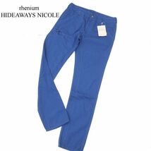 【新品 未使用】 rhenium HIDEAWAYS NICOLE ハイダウェイ ニコル シンチバック★ スキニー パンツ Sz.48　メンズ 青　C4B00281_1#R_画像1