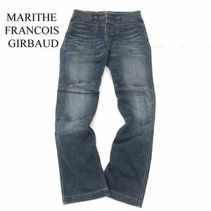 MARITHE FRANCOIS GIRBAUD マリテフランソワ ジルボー USED加工 切替 ストレッチ デニム パンツ ジーンズ Sz.S～M位　メンズ　C4B00278_1#R