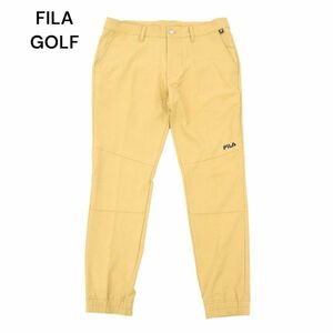 美品★ FILA GOLF フィラ ゴルフ 通年 ロゴ刺繍★ ストレッチ 格子柄 切替 ジョガー パンツ Sz.82　メンズ 黄色　C4B00233_1#R