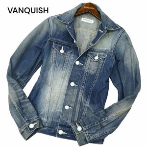 VANQUISH ヴァンキッシュ 通年 USED&汚し加工★ デニム トラッカー ジャケット Gジャン Sz.46　メンズ 日本製　C4T00535_1#O