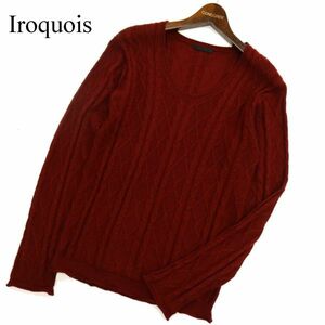 Iroquois イロコイ 秋冬 ウール★ アラン ケーブル編み ニット セーター Sz.2　メンズ　C3T09700_A#K