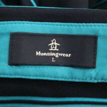 20AW Munsingwear マンシングウェア ペンギン刺繍★ ストレッチ ボーダー切替 長袖ポロシャツ Sz.L　メンズ ネイビー ゴルフ　C4T00573_1#C_画像7