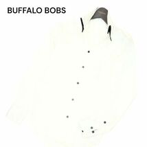 BUFFALO BOBS バッファローボブス 通年 千鳥柄★ 二重襟袖 ラインストーン釦 長袖 ドレス シャツ Sz.1　メンズ 白　C4T00607_1#C_画像1