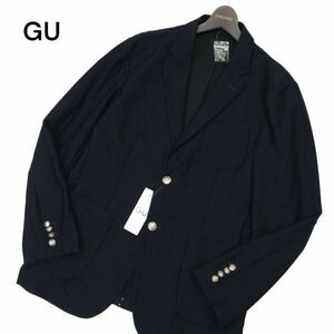 【新品 未使用】 GU ジーユー 通年 銀ボタン★ 2B アンコンテーラード ジャケット ブレザー 紺ブレ Sz.XL　メンズ 紺 大きい　C4T00674_1#O