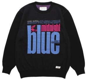 WACKOMARIA BLUE NOTE JACQUARD SWEATER ワコマリア ジャガード ニット カーディガン モヘア ジャケット スウェット パーカー BLACK L