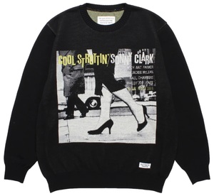 WACKOMARIA BLUE NOTE JACQUARD SWEATER ワコマリア ジャガード ニット カーディガン モヘア ブルーノート スウェット パーカー BLACK L