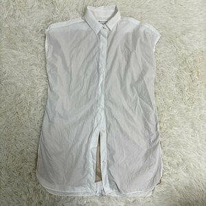 1円～　Maison Martin Margiela メゾンマルジェラ　ノースリーブ　ブラウス　ホワイト　コットン　シルク　サイズ42　比翼　S51DL0180