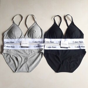 Mサイズ　カルバンクライン　ブラ&ショーツセット　上下セット　グレーとブラックセット　下着 Calvin klein CK 新品未使用