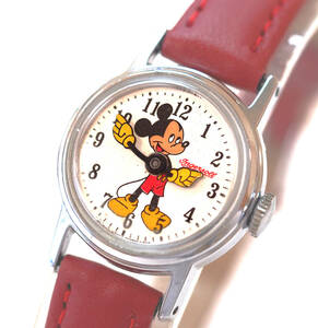 整備済 稼働 ミッキーマウス 1960年代 新品ベルト INGERSOLL インガーソル 希少レア 機械式手巻き 腕時計 ディズニー レディースサイズ