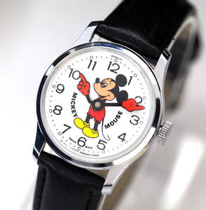 整備済 美品 ミッキーマウス 新品ベルト 希少 1970年代 機械式手巻き 腕時計 BRADLEY ブラッドレイ OH済み ディズニー Mickey Mouse Disney