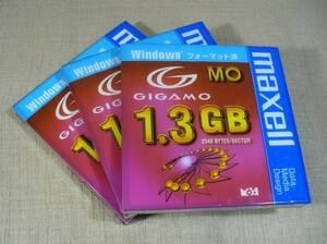 maxell MA-M1300WIN.B1P GIGAMO MO disk 1.3GB Windows format settled 3 pieces set unopened goods!